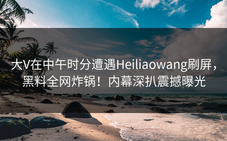 大V在中午时分遭遇Heiliaowang刷屏，黑料全网炸锅！内幕深扒震撼曝光