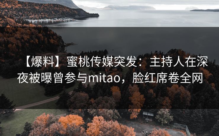 【爆料】蜜桃传媒突发:主持人在深夜被曝曾参与mitao,脸红席卷全网