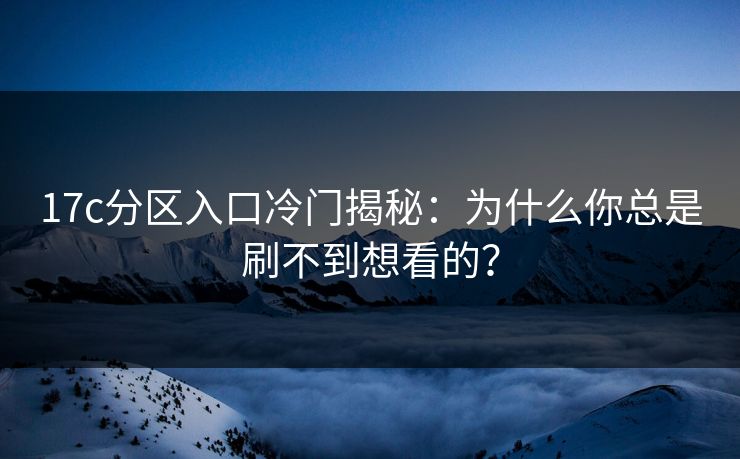 17c分区入口冷门揭秘：为什么你总是刷不到想看的？